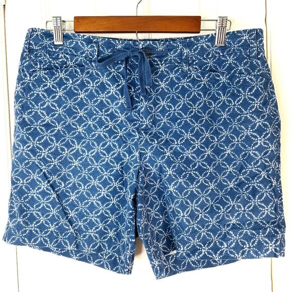 LRL Ralph Lauren 100% Cotton Geometric Circles Denim Drawstring Shorts Sz 10 - Picture 2 of 9
